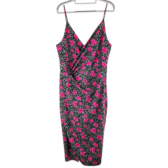 NEW Betsey Johnson Midi Dress Leopard Cheetah Print with Roses Sz 16 NWT - Picture 8 of 16